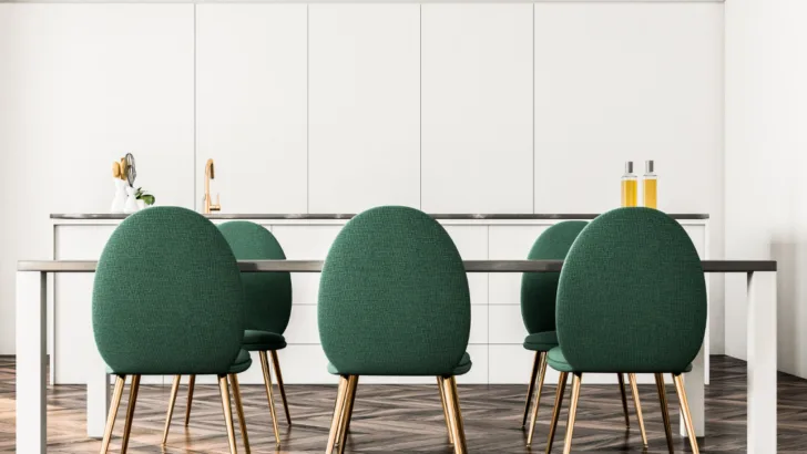 Colour combine and emanate the ultimate dining experience with these ergonomic waterproof Leather Dining Chairs and waterproof coated gold paint legs. 