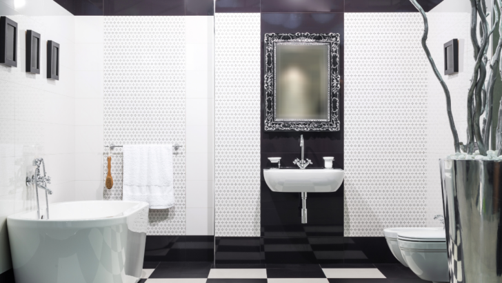 Unleash Your Bathroom's Timeless Elegance - Step into Luxury with Black and White Floor Tiles